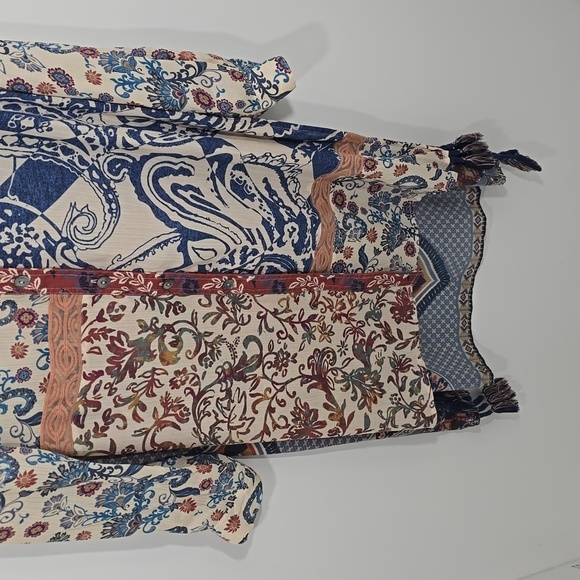 {Vincente} Women's Paisley Print Tunic Duster - Size Medium - Picture 6 of 15